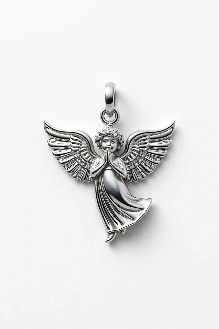 14K WHITE GOLD ANGEL CHARM