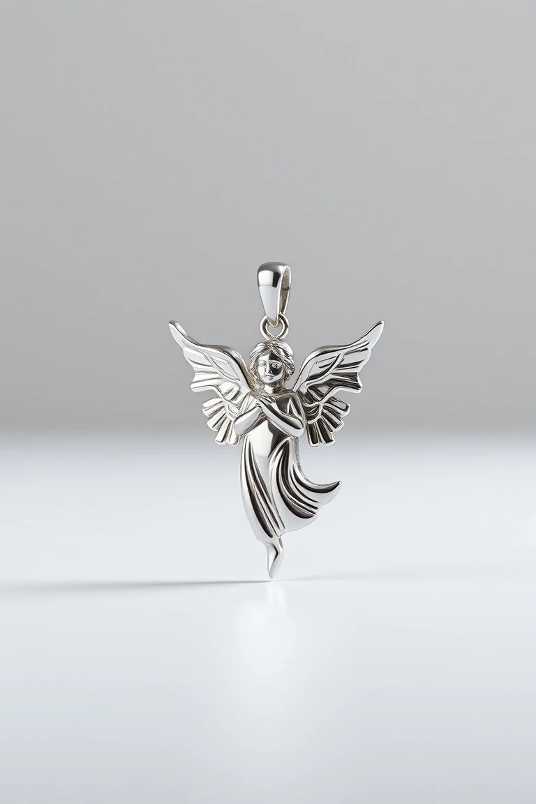 14K WHITE GOLD ANGEL CHARM