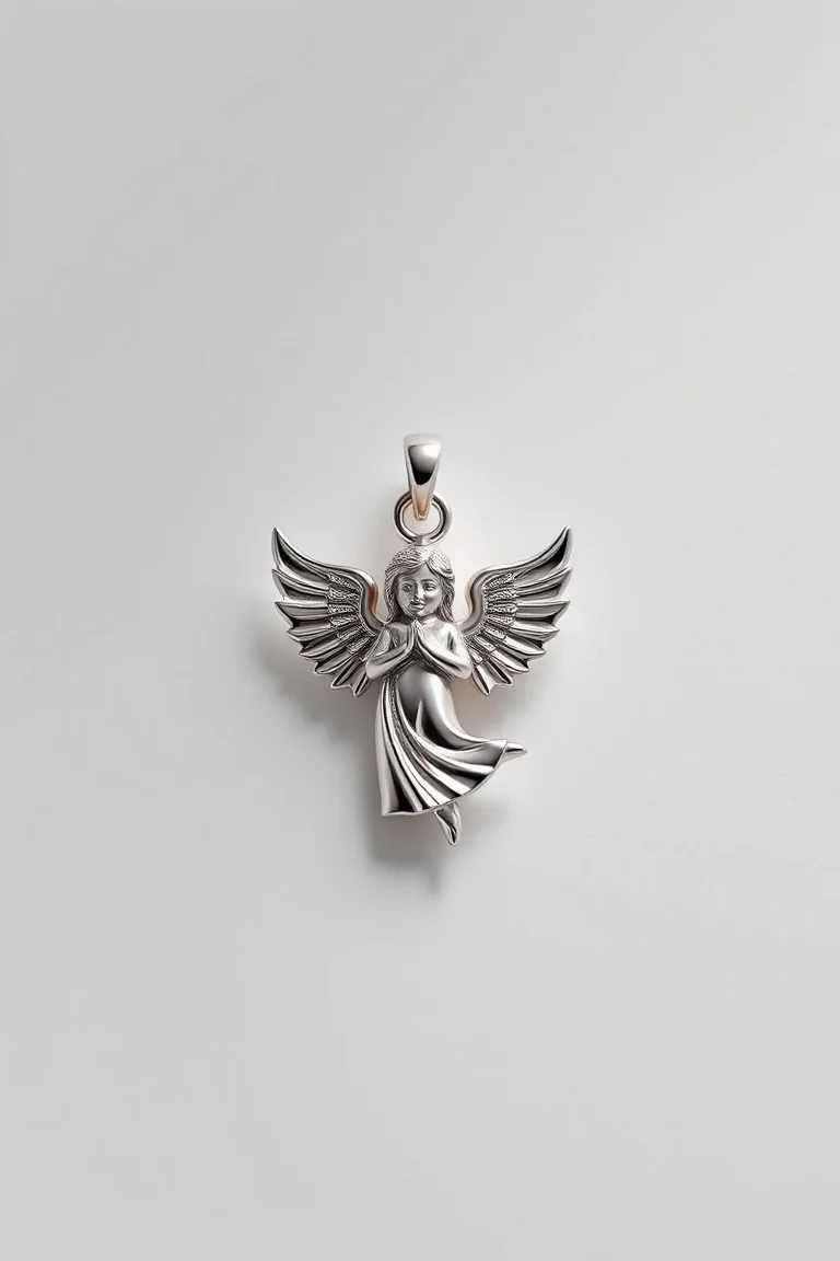 14K WHITE GOLD ANGEL CHARM
