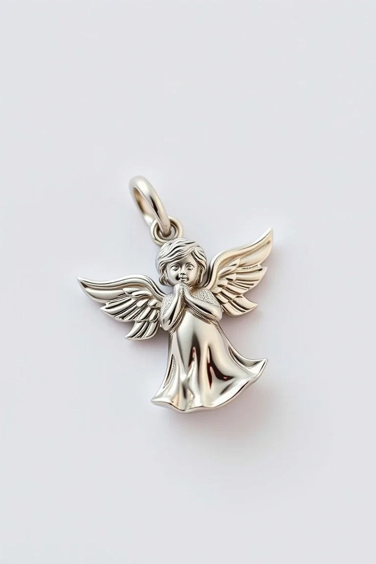 14K WHITE GOLD ANGEL CHARM