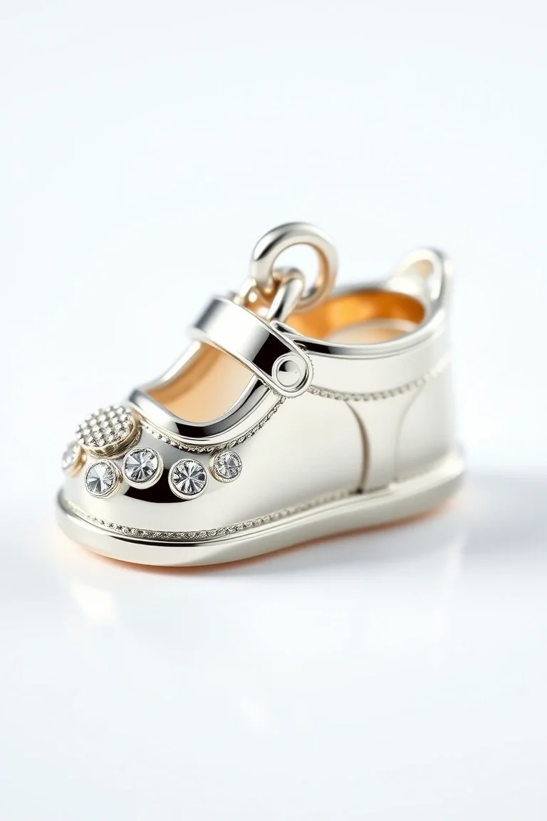 14K White Gold Baby Shoes