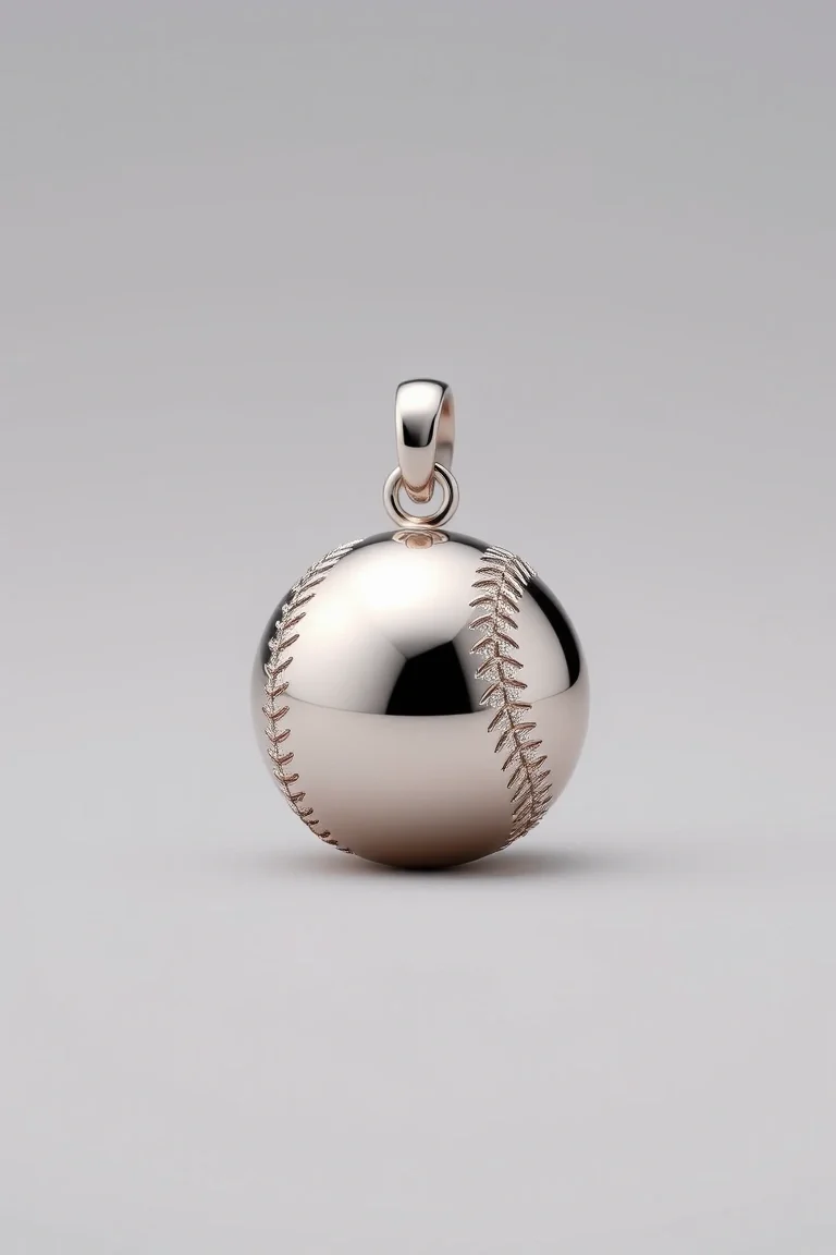 14K WHITE GOLD BASEBALL CHARM
