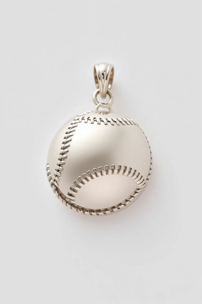 14K WHITE GOLD BASEBALL GLOVE CHARM