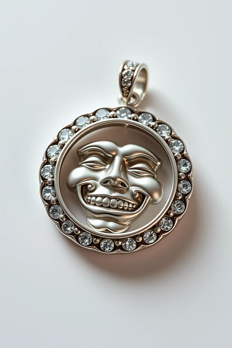 14K WHITE GOLD COMEDY TRAGEDY CHARM