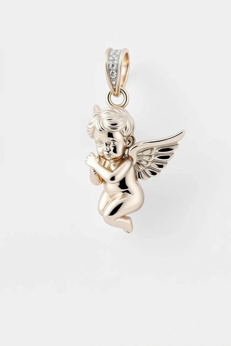 14K WHITE GOLD CUPID CHARM