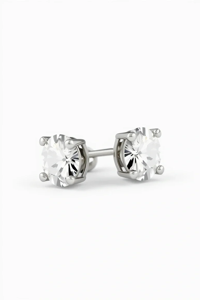 14K White Gold Diamond Hinged Earring VS Quality