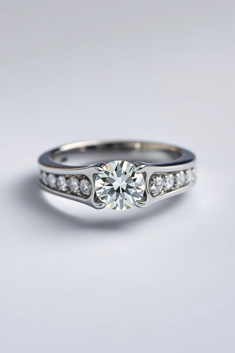 14K White Gold Diamond Ring AA Quality