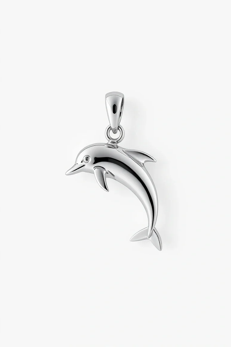 14K WHITE GOLD DOLPHIN CHARM
