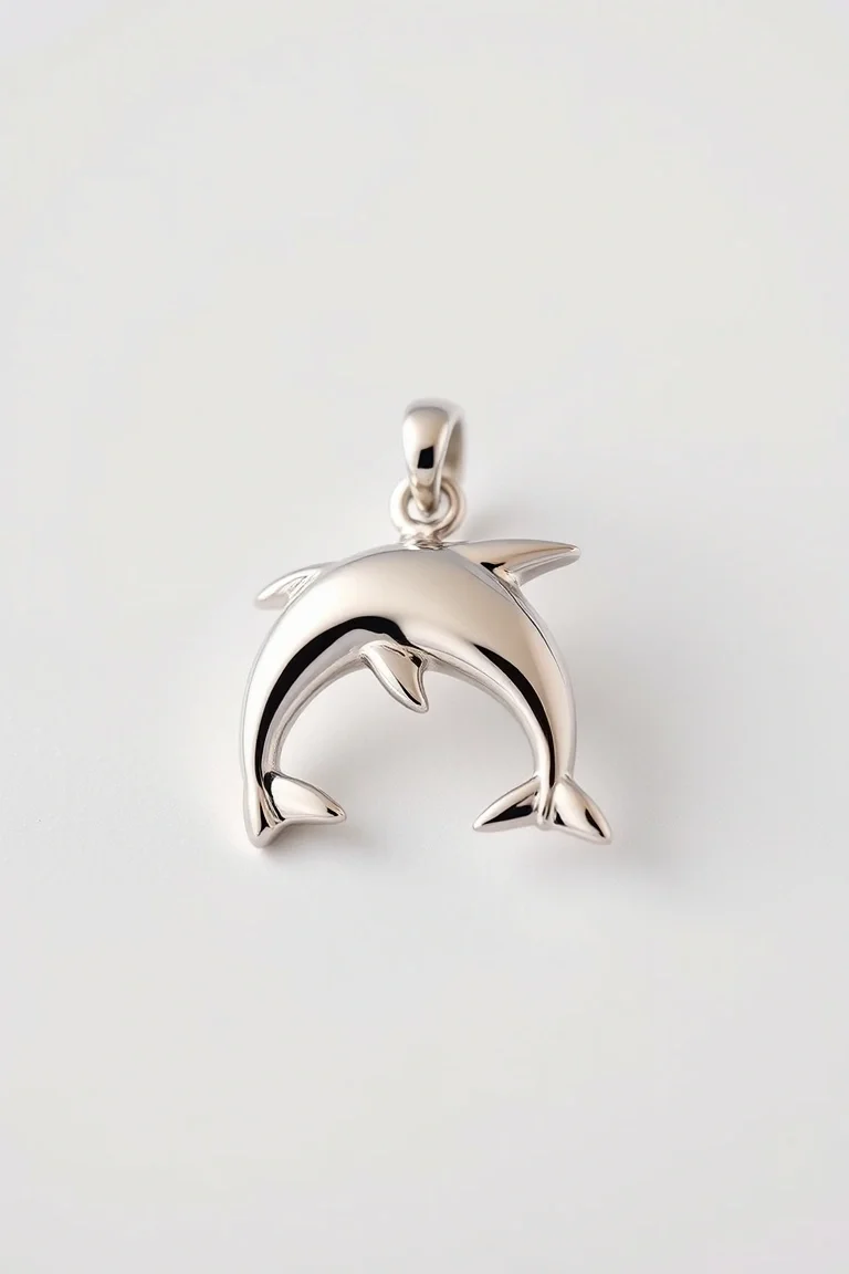 14K WHITE GOLD DOLPHIN CHARM