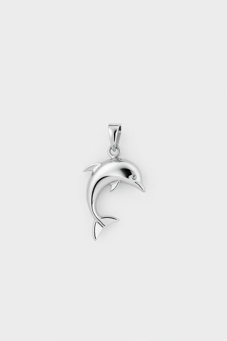 14K WHITE GOLD DOLPHIN CHARM