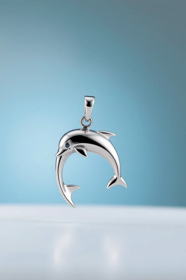 14K WHITE GOLD DOLPHIN CHARM