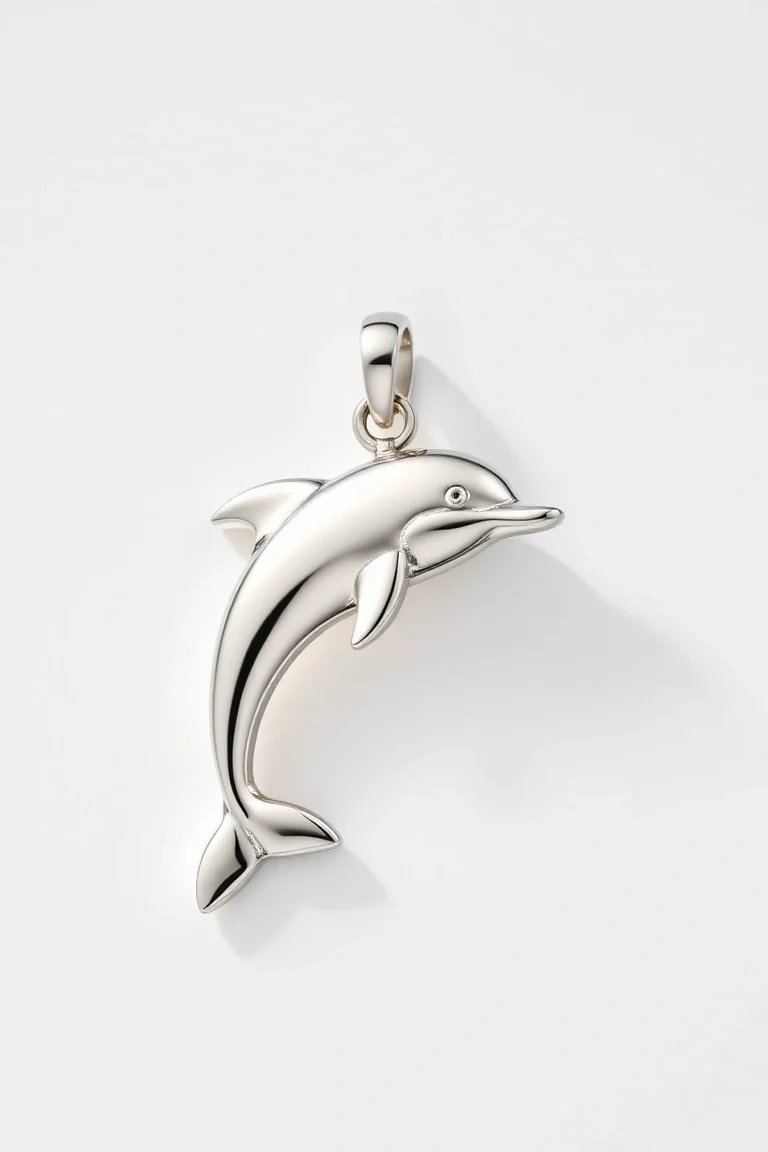 14K WHITE GOLD DOLPHIN CHARM