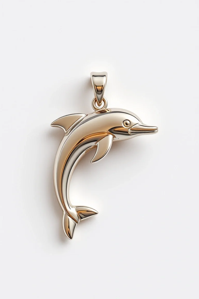 14K WHITE GOLD DOLPHIN CHARM