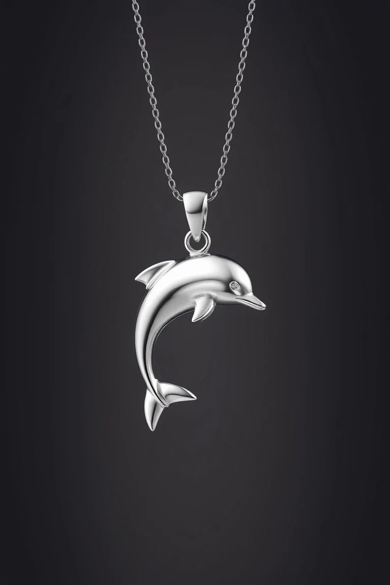 14K WHITE GOLD DOLPHIN CHARM