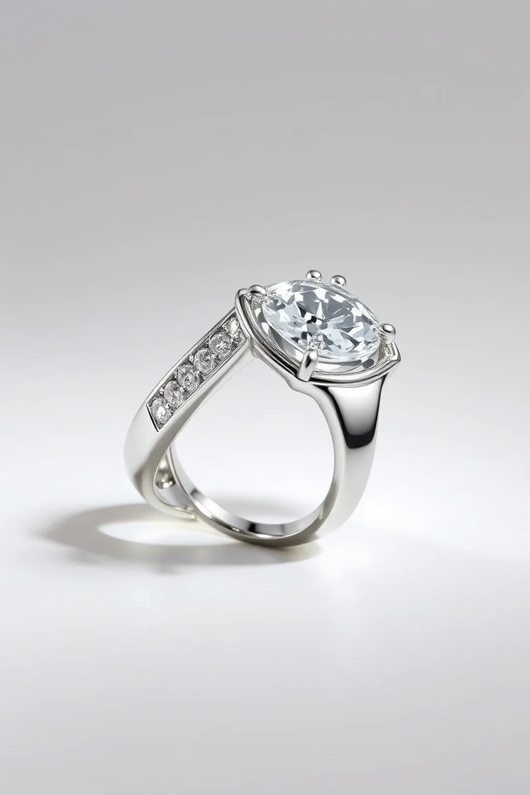 14K White Gold Driver #24 Ladies Ring