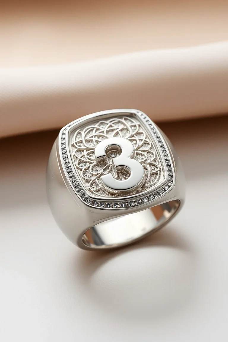 14K White Gold Driver #3 Medium Gents Ring