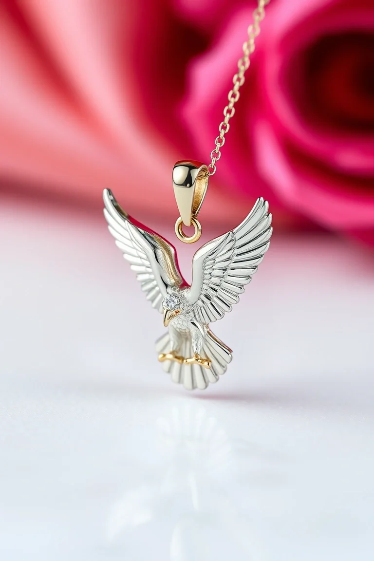 14K WHITE GOLD EAGLE CHARM