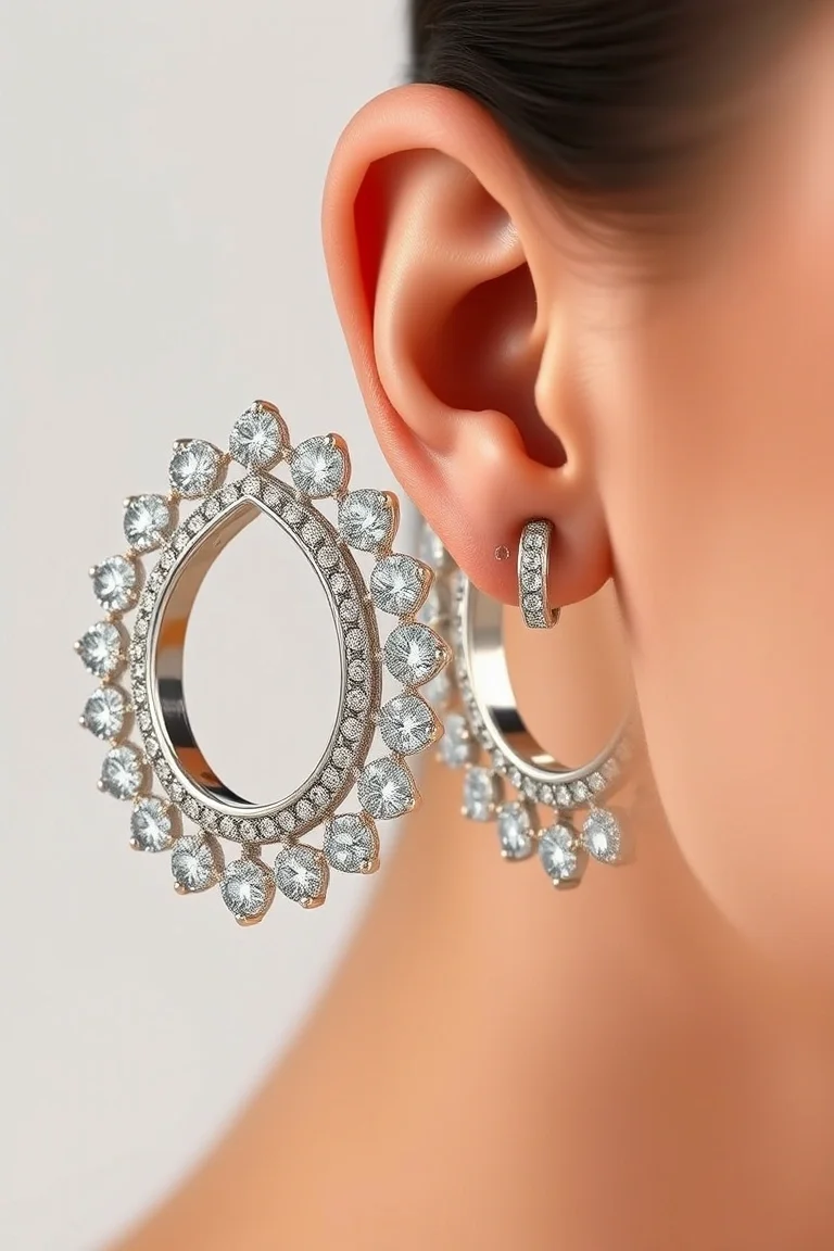 14K White Gold Earring Jackets