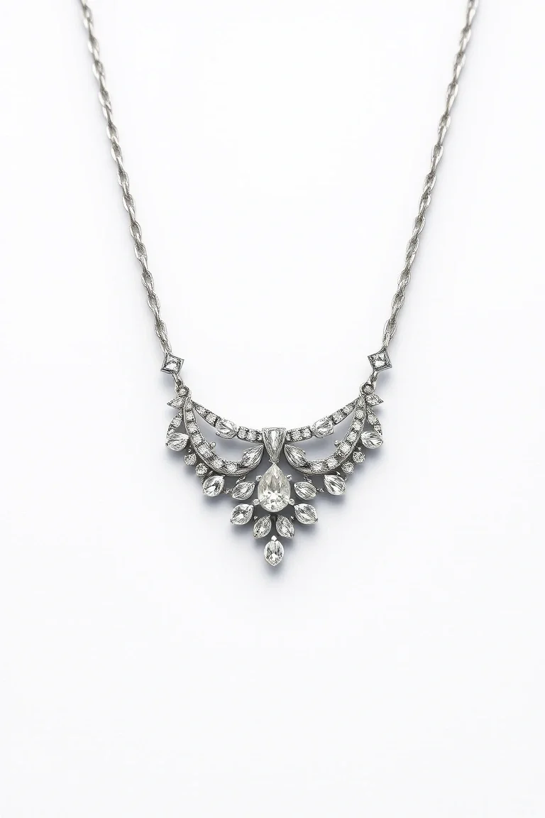 14K WHITE GOLD FANCY NECKLACE