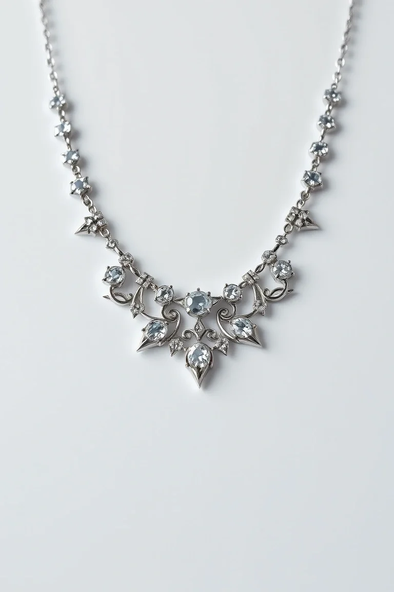 14K WHITE GOLD FANCY NECKLACE