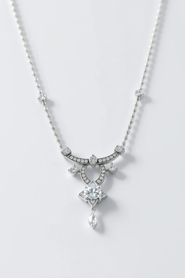 14K WHITE GOLD FANCY NECKLACE