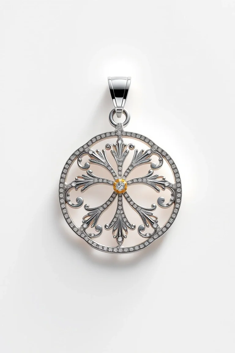 14K WHITE GOLD FILIGREE CHARM