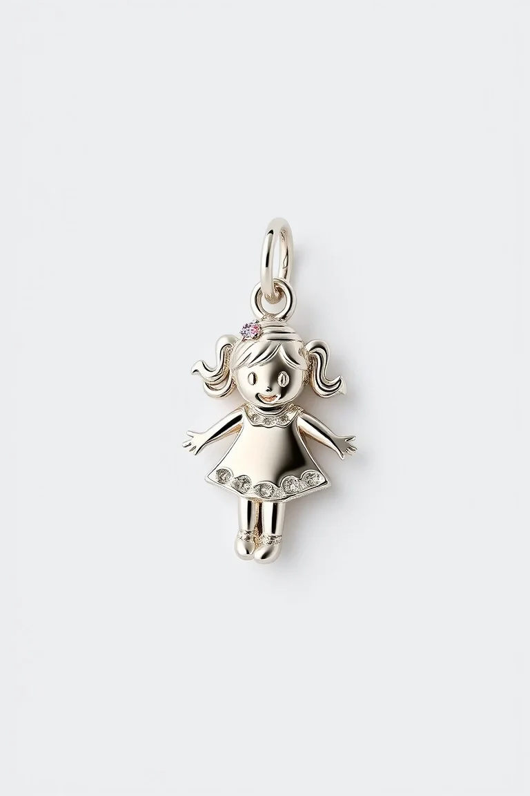 14K WHITE GOLD GIRL CHARM
