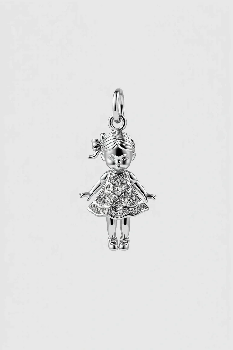 14K WHITE GOLD GIRL CHARM
