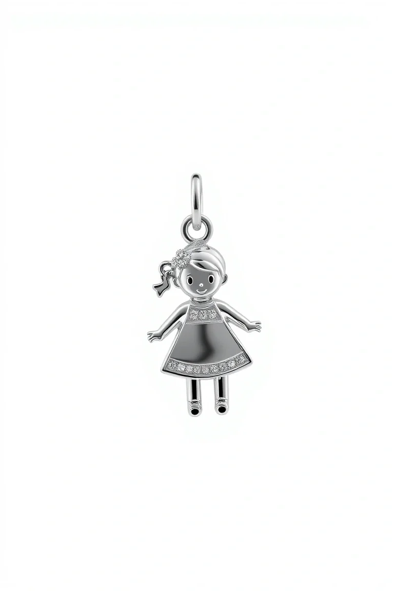 14K WHITE GOLD GIRL CHARM