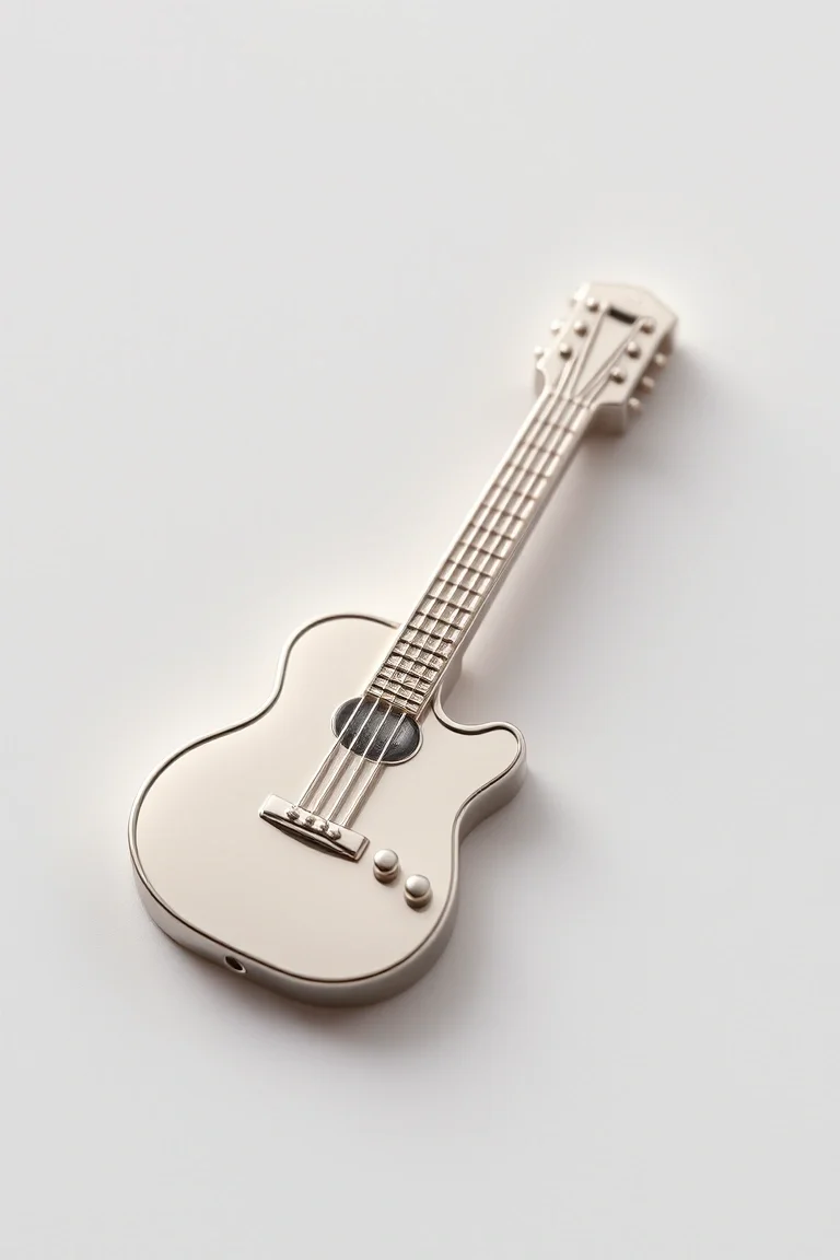 14K WHITE GOLD GUITAR CHARM