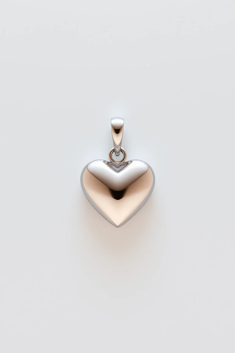 14K WHITE GOLD HEART CHARM