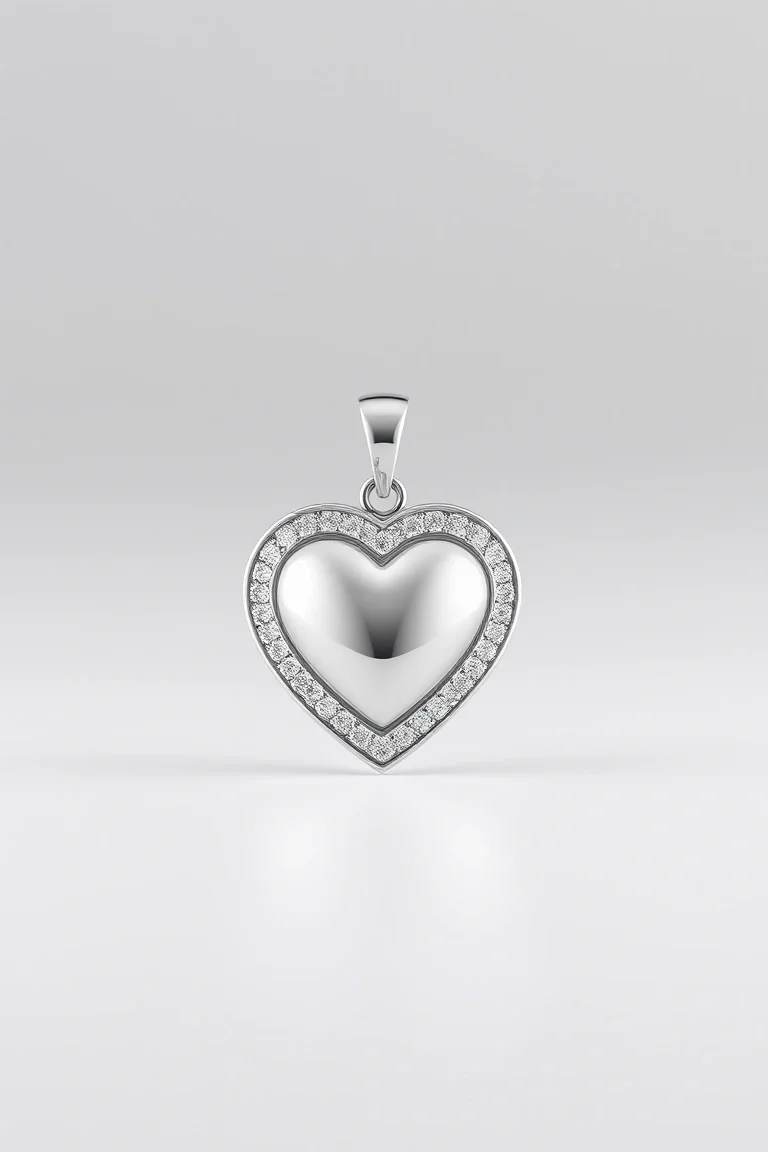 14K WHITE GOLD HEART CHARM