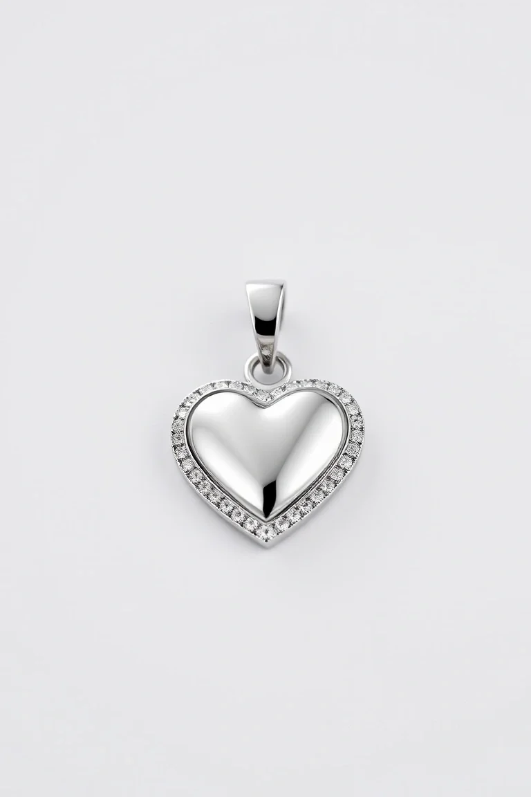 14K WHITE GOLD HEART CHARM