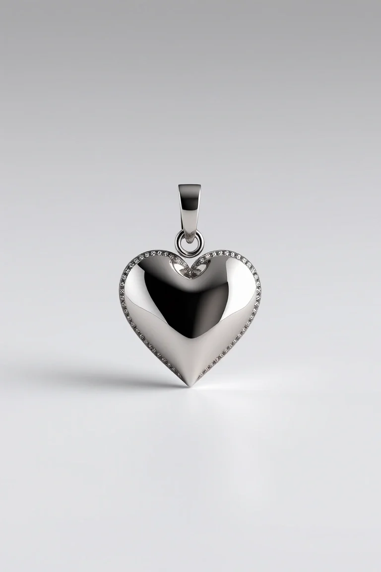 14K WHITE GOLD HEART CHARM