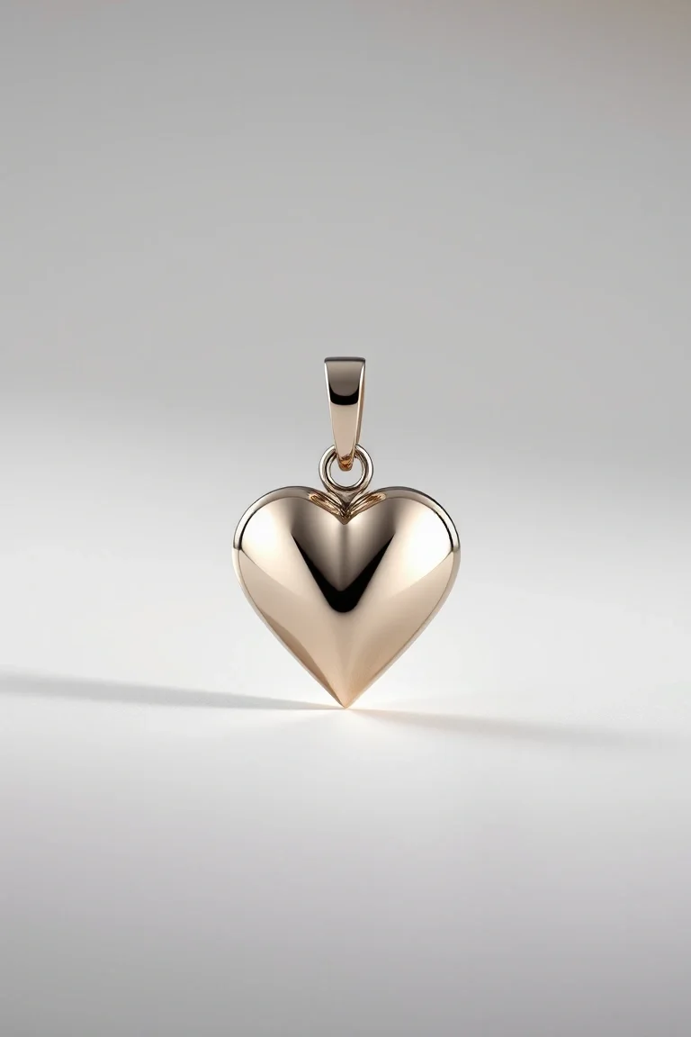 14K WHITE GOLD HEART CHARM