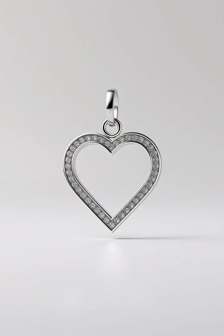14K WHITE GOLD HEART CHARM HOLDER