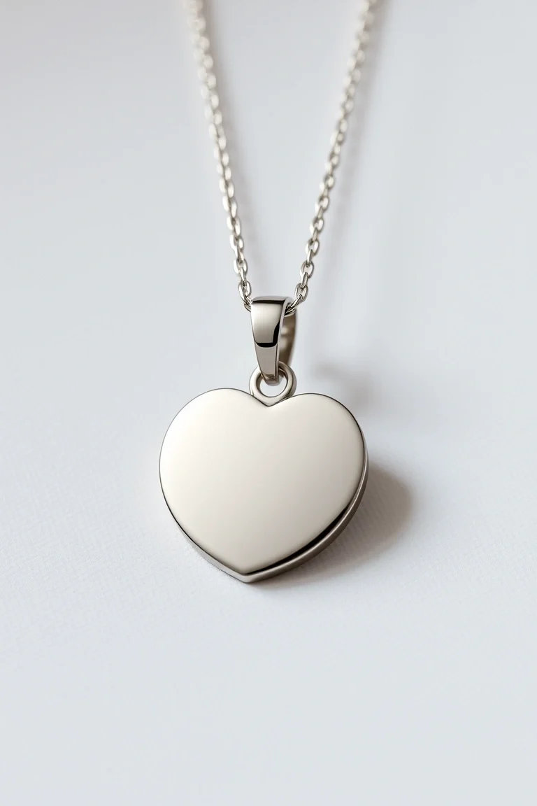 14K WHITE GOLD HEART DISC CHARM