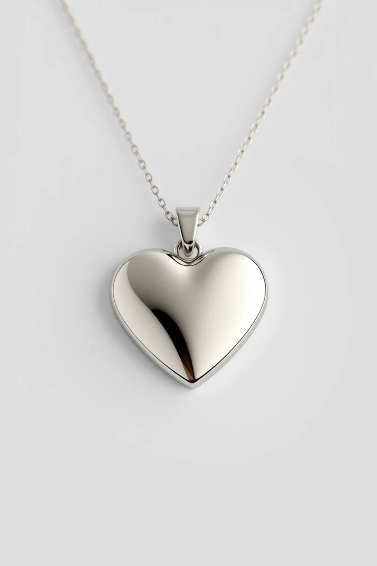 14K WHITE GOLD HEART LOCKET