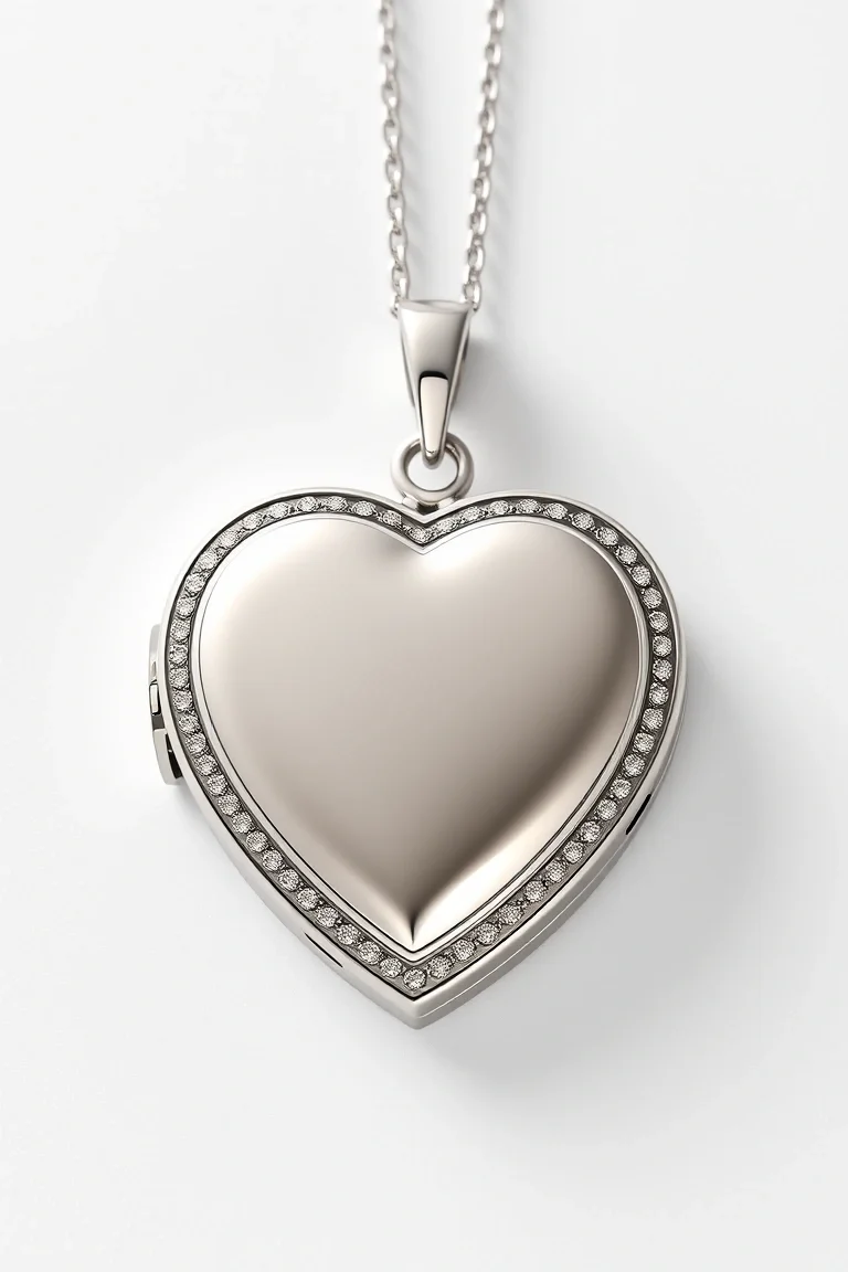 14K WHITE GOLD HEART LOCKET