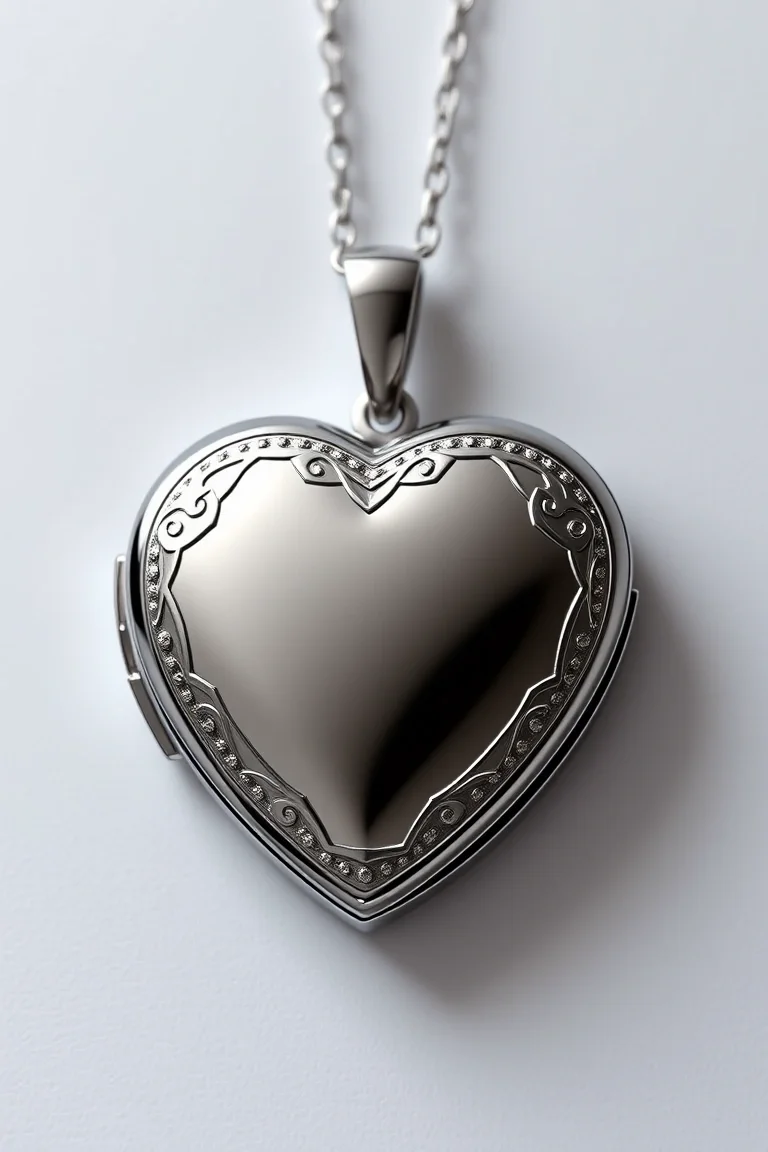 14K WHITE GOLD HEART LOCKET