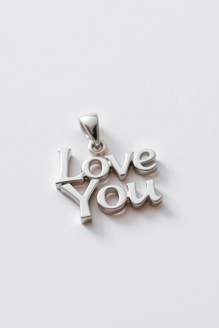 14K WHITE GOLD I LOVE YOU CHARM