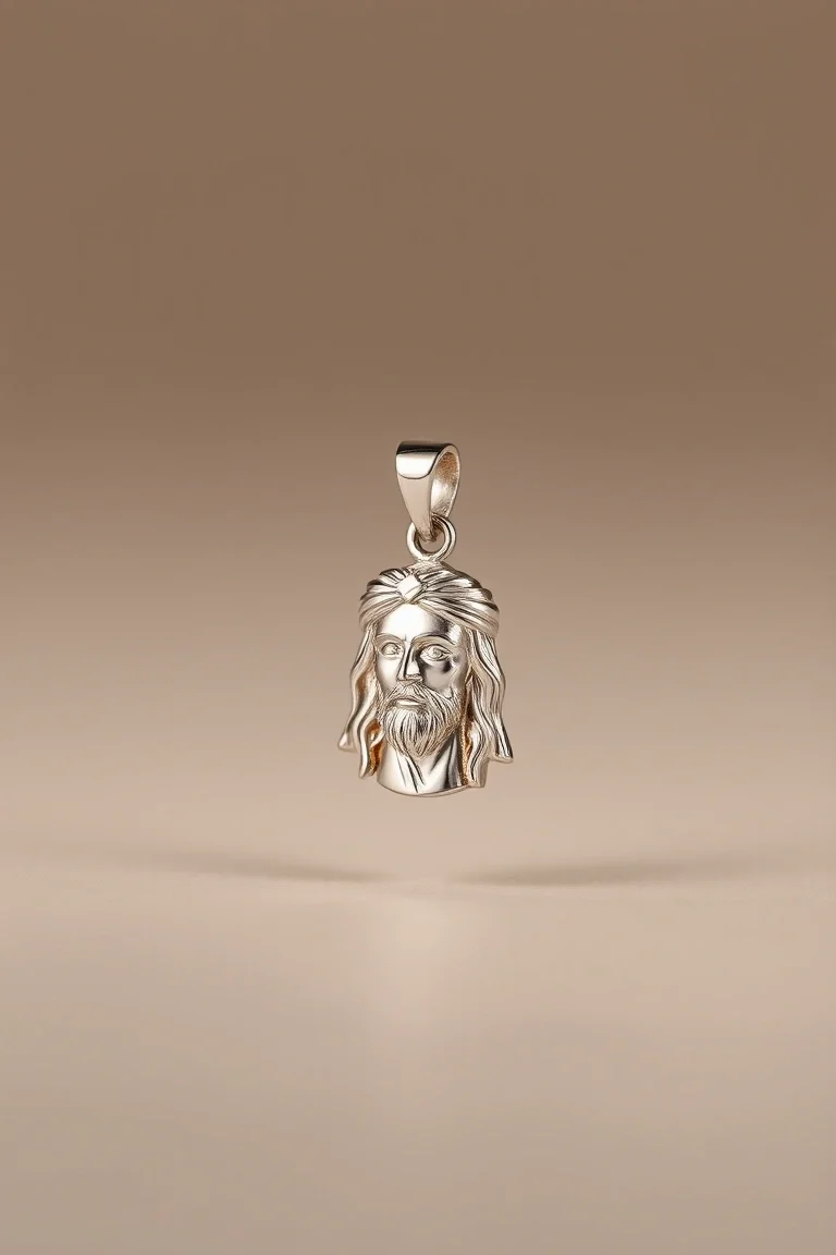 14K WHITE GOLD JESUS CHARM