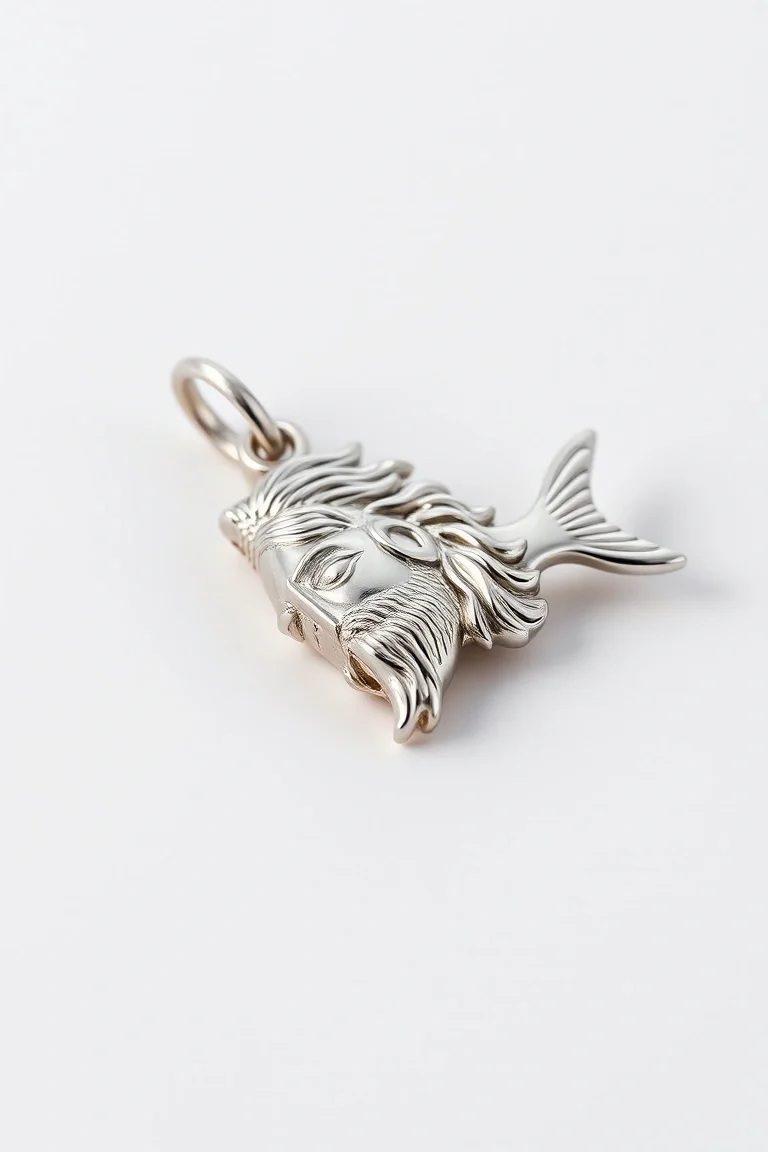 14K WHITE GOLD JESUS FISH TIE TACK CHARM