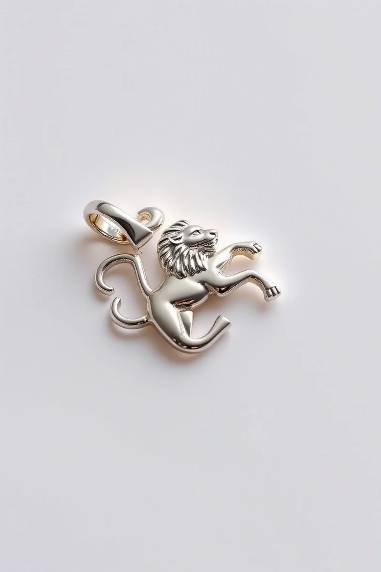 14K WHITE GOLD LEO CHARM