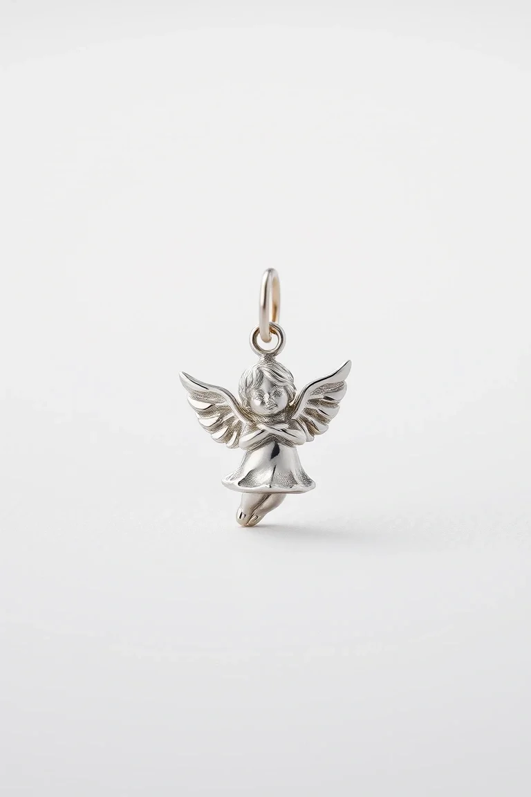 14K WHITE GOLD LITTLE ANGEL CHARM