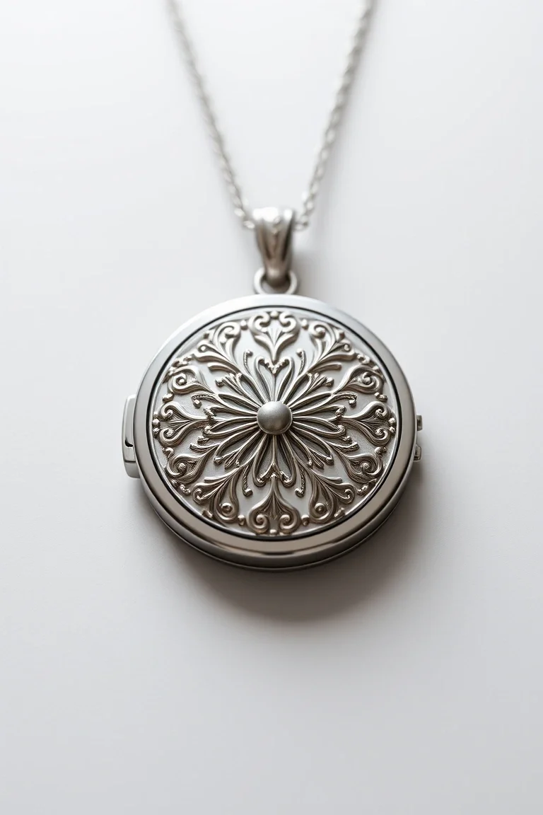 14K White Gold Locket