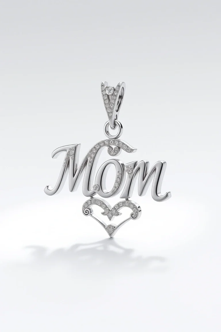 14K WHITE GOLD MOM CHARM