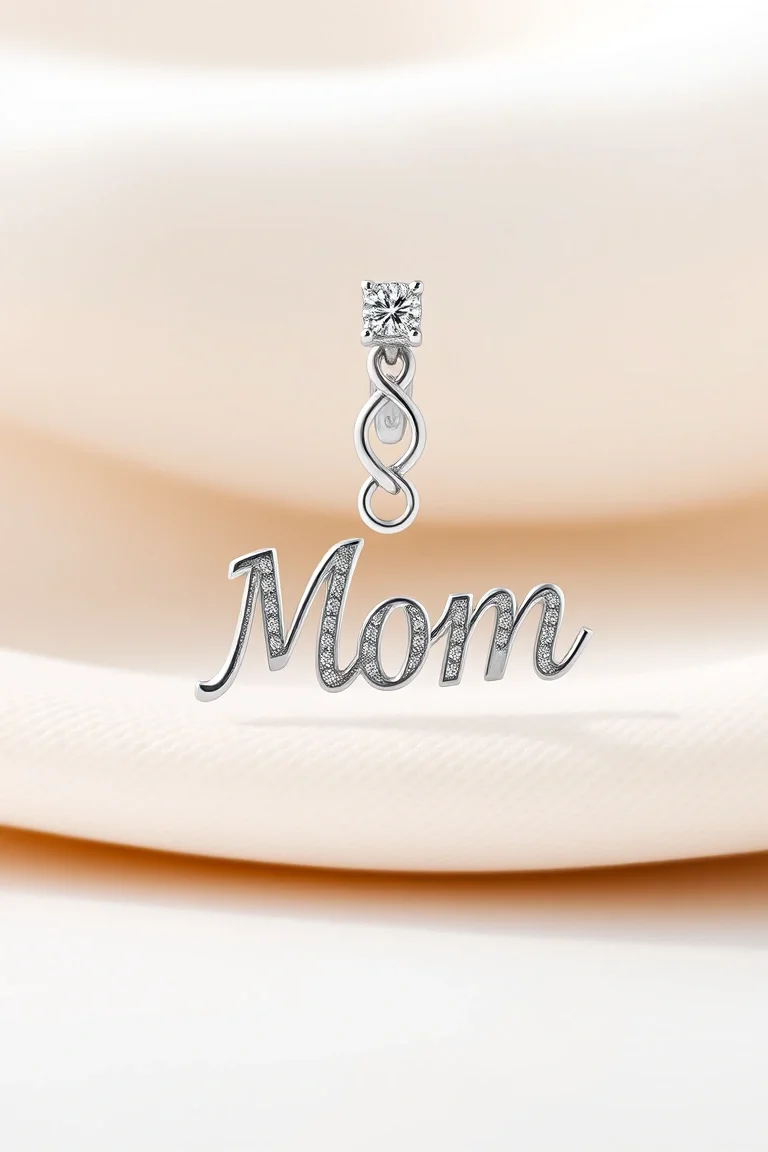 14K WHITE GOLD MOM CHARM