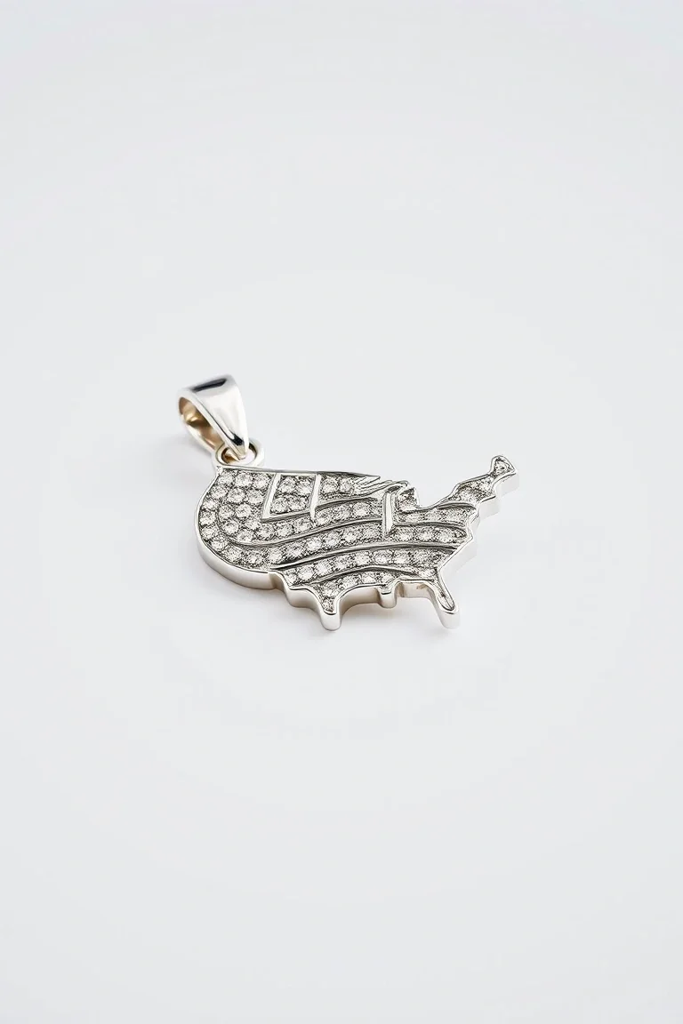 14K WHITE GOLD PROUD AMERICAN CHARM