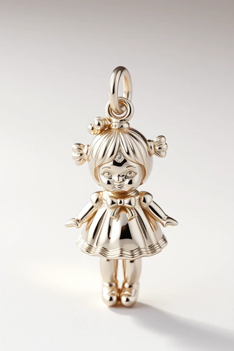 14K WHITE GOLD PUFFED GIRL CHARM